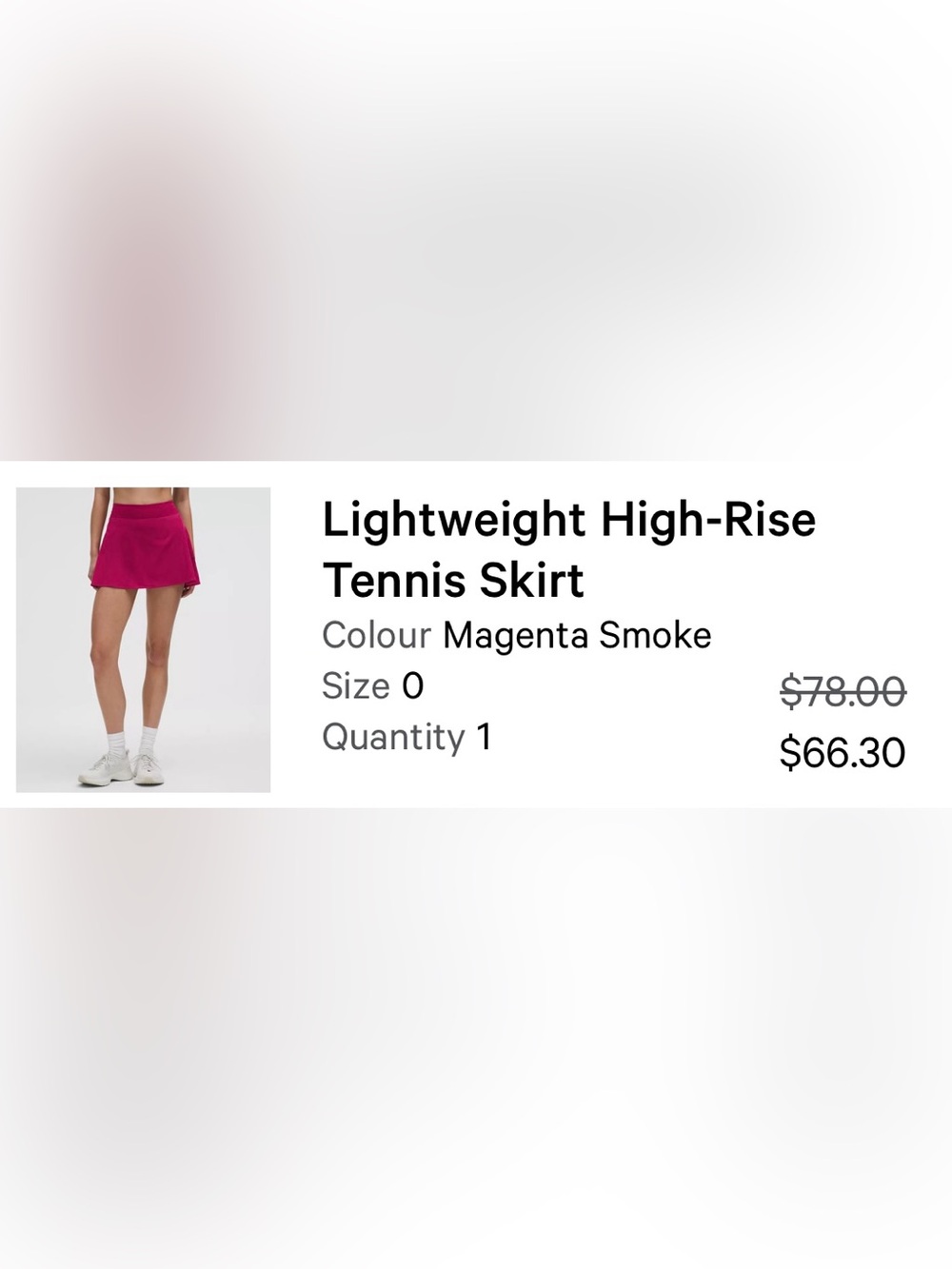 NWOTS Lululemon Lightweight Magenta Tennis Skirt